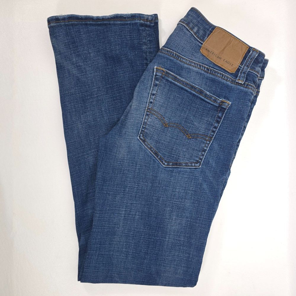 American Eagle Next Level Flex Jeans Men 29x30 Dark Wash Faded Slim Fit Whiskers
